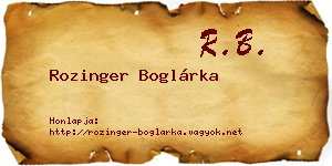 Rozinger Boglárka névjegykártya